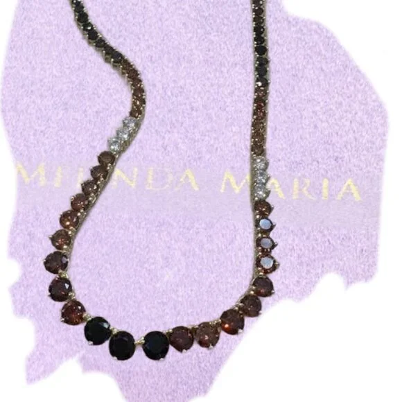 Melinda Maria Ombre Chocolate Gold Tennis Necklace Limited Edition 16" FIRM - Picture 7 of 7